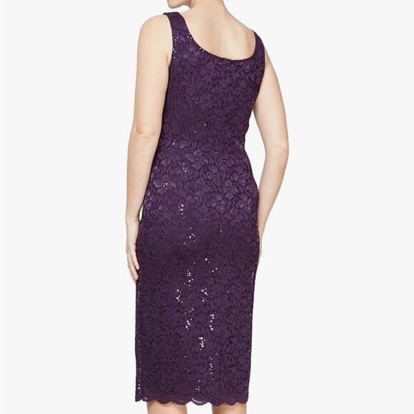 SLNY Purple Sequin Lace Dress NWT‎ Size 8 - Picture 2 of 11